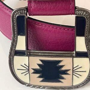 Fuchsia Leather Belt with Artistic Buckle